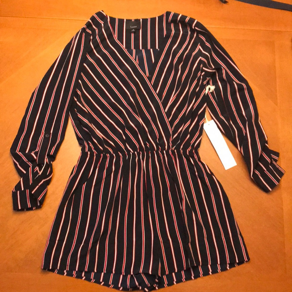 Red, White and Blue Stripped Romper